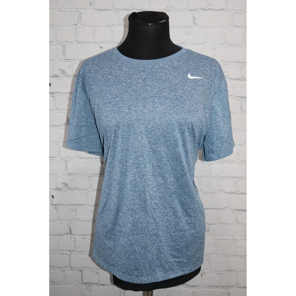 Nike Dri-FIT Gym Workout Shirt Women XXL Blue Heathered Activewear Polyester